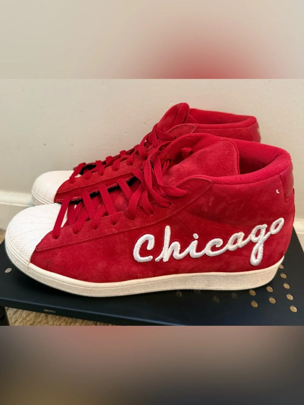 Adidas Pro Model Chicago FV4485 Red Suede High Tops Men’s 10.5 Rare